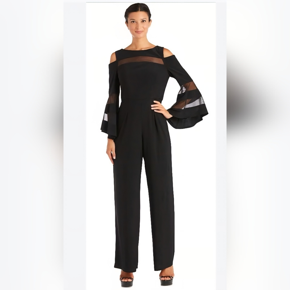 Cold-shoulder Flair Arm Jumpsuit